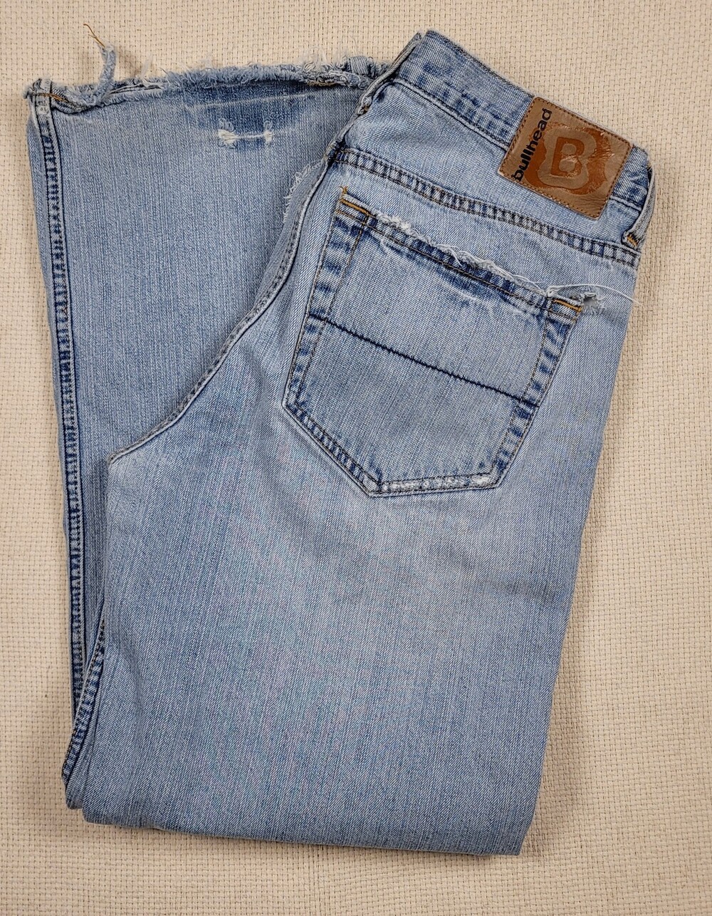 Bullhead Jeans Mens 31x30 Fits(30/27) Distressed Straight Leg Raw Hem Vtg Grunge